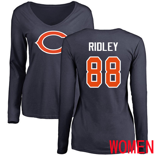 Chicago Bears Navy Blue Women Riley Ridley Name and Number Logo NFL Football #88 Long Sleeve T Shirt